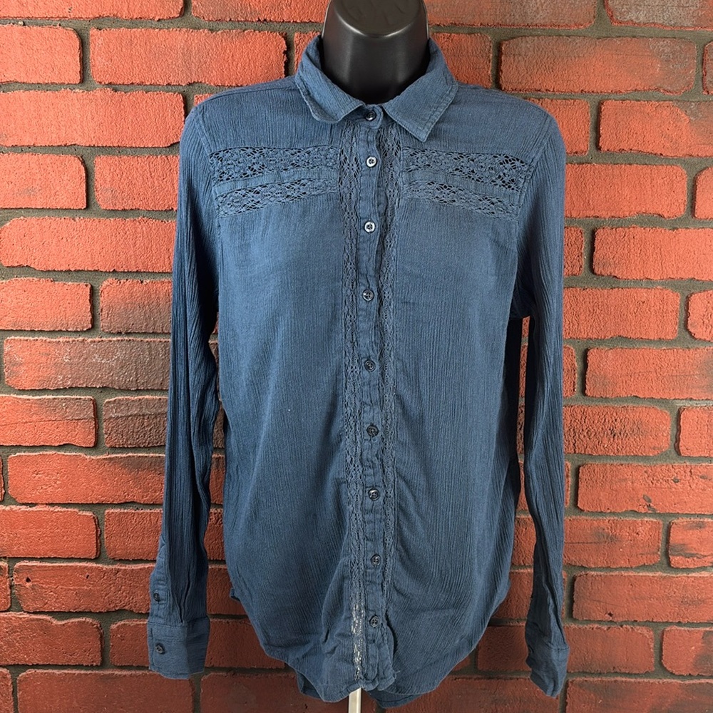 Cape Juby Shirt Womens Medium Blue Button Down